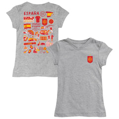 Spain National Team Vive La Fete Girls Youth Impressions Artwork Fitted T-Shirt Gray shop