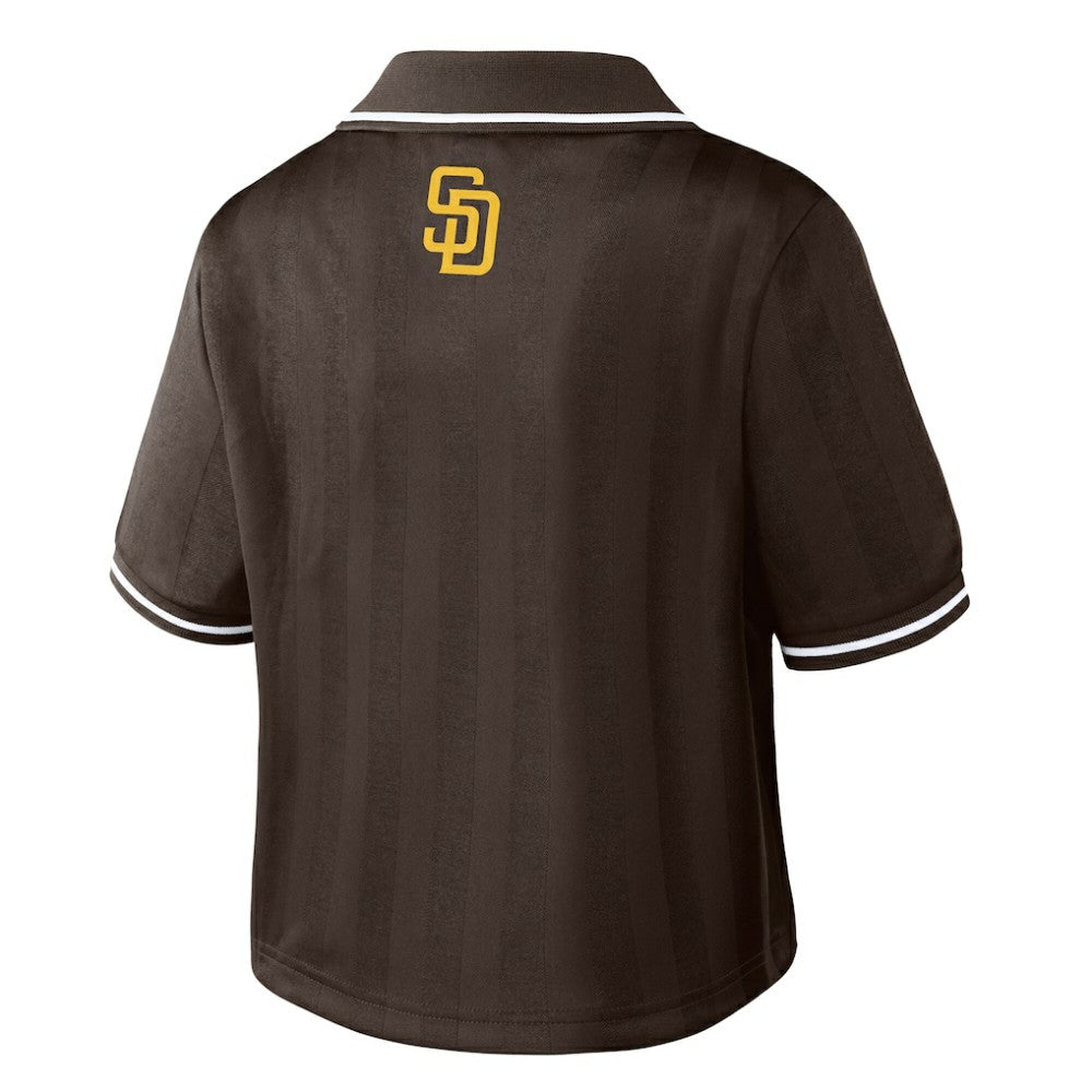 San Diego Padres WEAR by Erin Andrews Women's Cropped Polo - Brown