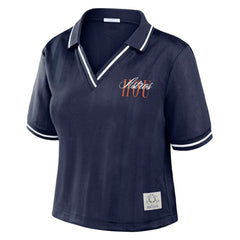 Houston Astros WEAR by Erin Andrews Women's Cropped Polo - Navy