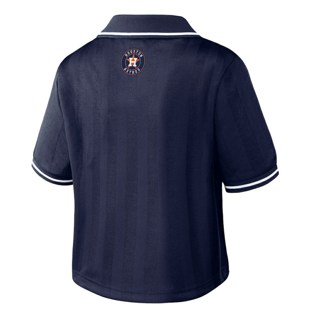 Houston Astros WEAR by Erin Andrews Women's Cropped Polo - Navy