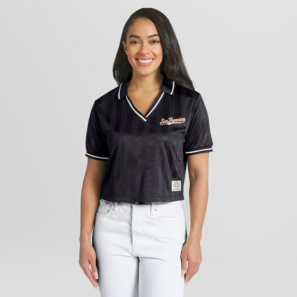 San Francisco Giants WEAR by Erin Andrews Women's Cropped Polo - Black