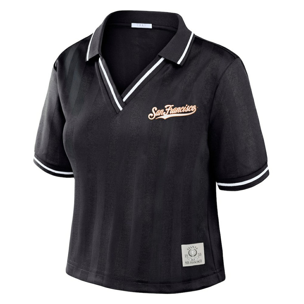 San Francisco Giants WEAR by Erin Andrews Women's Cropped Polo - Black