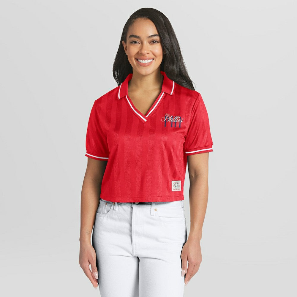 Philadelphia Phillies WEAR by Erin Andrews Women's Cropped Polo - Red