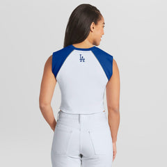 Los Angeles Dodgers WEAR by Erin Andrews Women's Cooperstown Cropped Raglan Tank Top - White Tanks