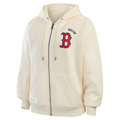 Boston Red Sox WEAR by Erin Andrews Women's Full-Zip Hoodie - Cream Hoodies