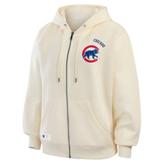 Chicago Cubs WEAR by Erin Andrews Women's Full-Zip Hoodie - Cream Hoodies