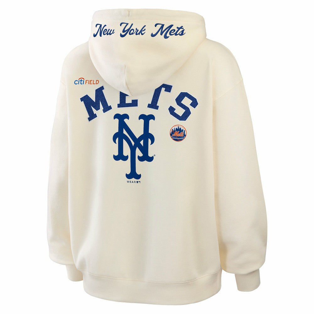 New York Mets WEAR by Erin Andrews Women's Full-Zip Hoodie - Cream Hoodies