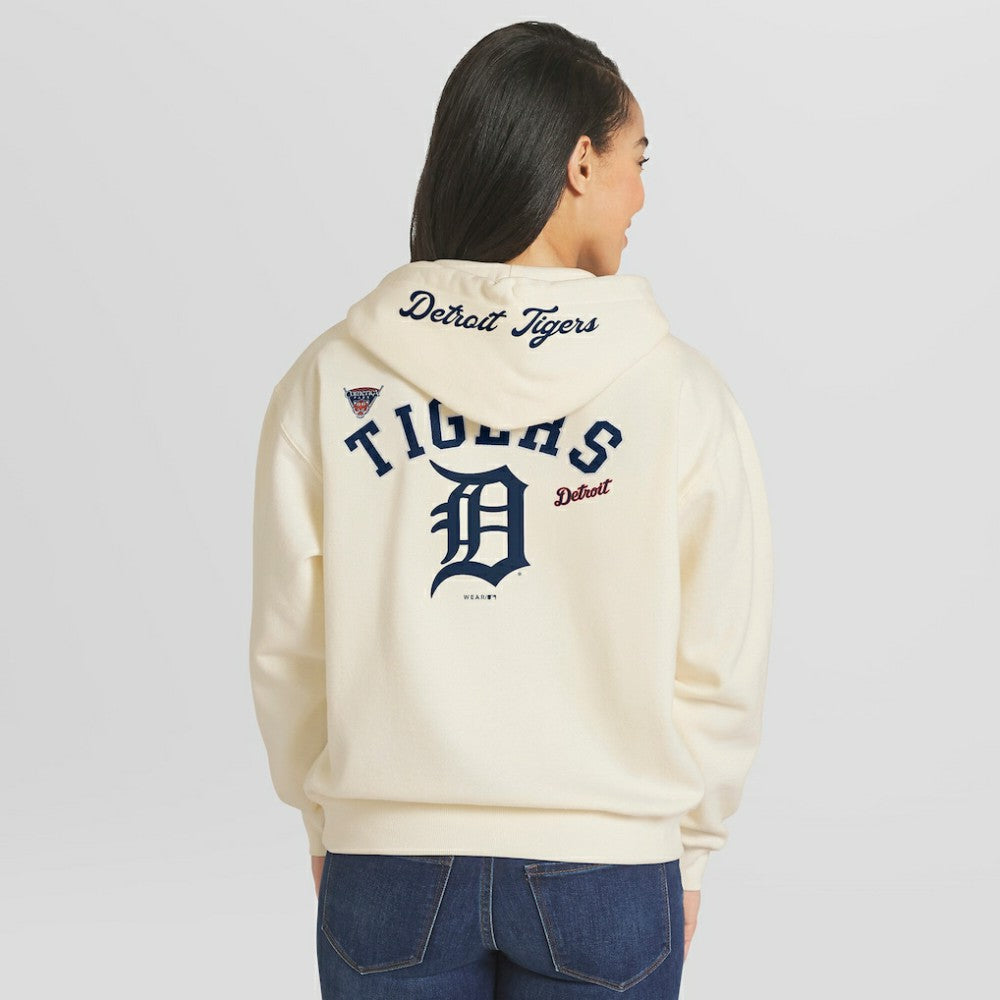 Detroit Tigers WEAR by Erin Andrews Women's Full-Zip Hoodie - Cream Hoodies