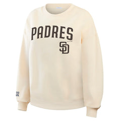 San Diego Padres WEAR by Erin Andrews Women's Heavyweight Crew Neck Sweatshirt - Cream Sweatshirts