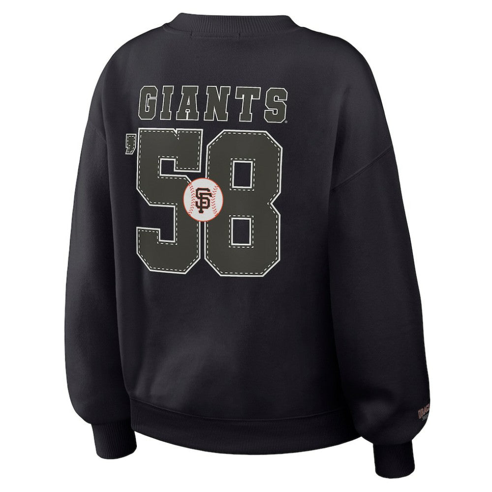 San Francisco Giants WEAR by Erin Andrews Women's Heavyweight Crew Neck Sweatshirt - Black Sweatshirts