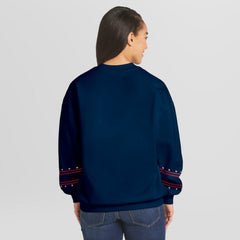 Chicago Cubs WEAR by Erin Andrews Women's Americana Heavyweight Fleece Sweatshirt - Navy Sweatshirts