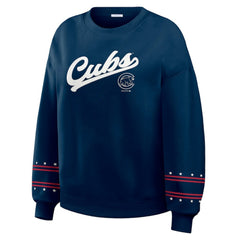 Chicago Cubs WEAR by Erin Andrews Women's Americana Heavyweight Fleece Sweatshirt - Navy Sweatshirts