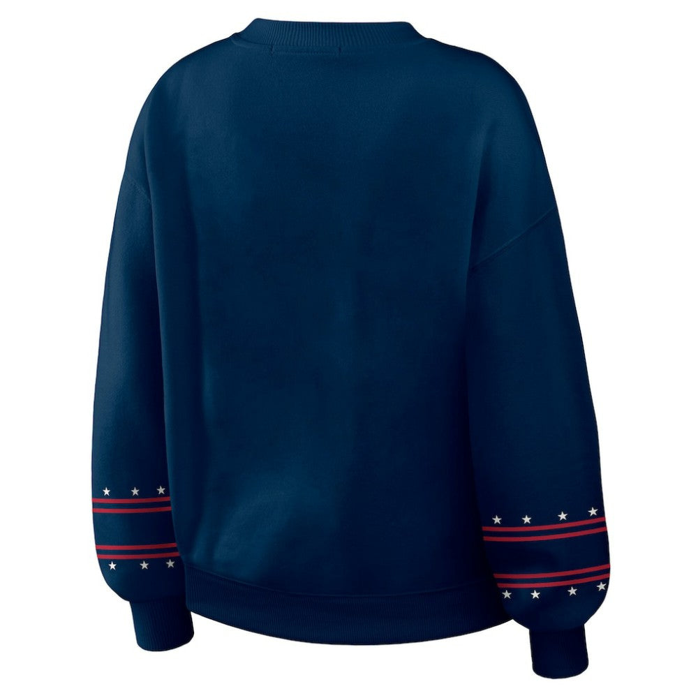 Chicago Cubs WEAR by Erin Andrews Women's Americana Heavyweight Fleece Sweatshirt - Navy Sweatshirts