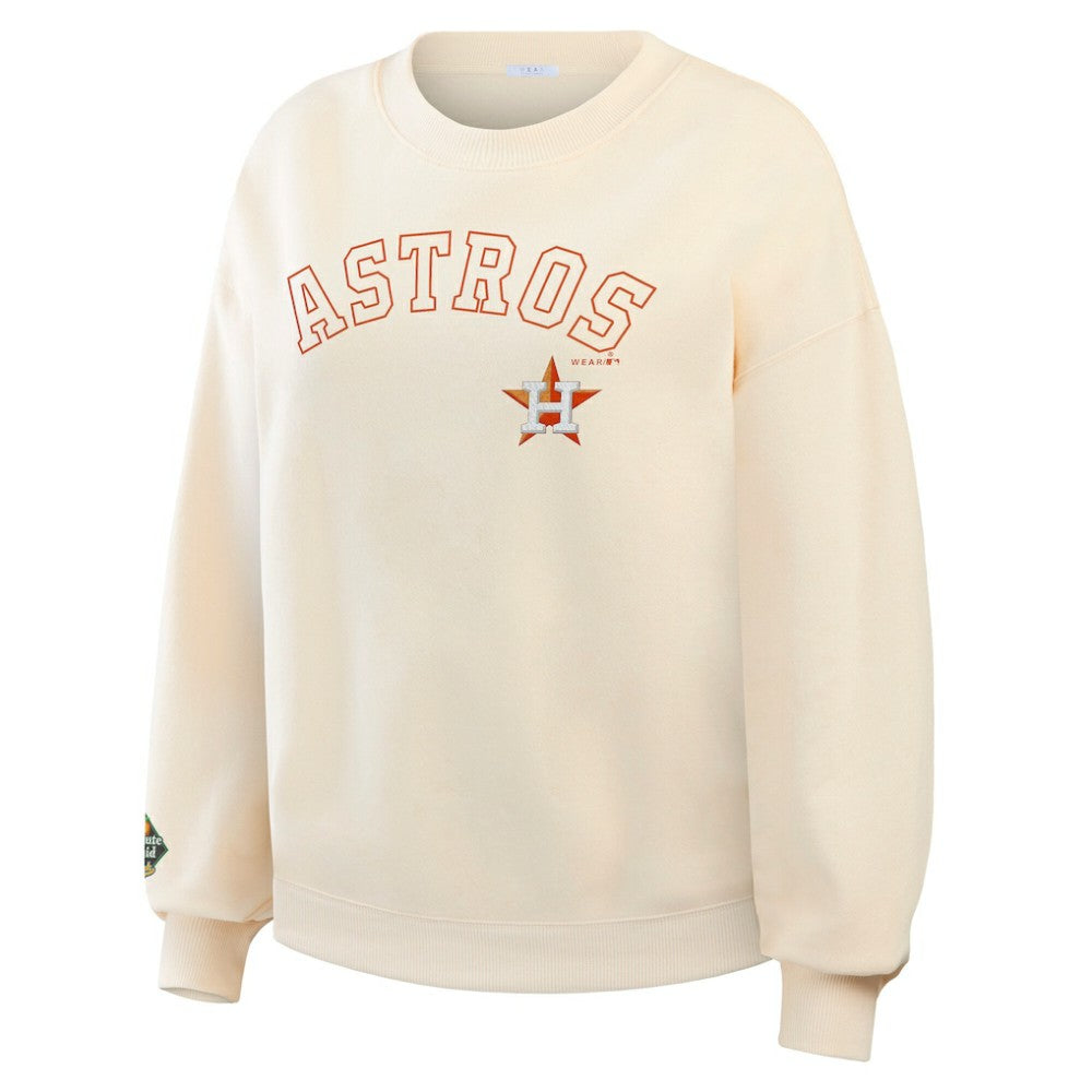 Houston Astros WEAR by Erin Andrews Women's Heavyweight Crew Neck Sweatshirt - Cream Sweatshirts