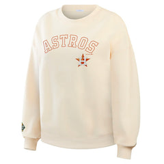 Houston Astros WEAR by Erin Andrews Women's Heavyweight Crew Neck Sweatshirt - Cream Sweatshirts