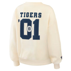 Detroit Tigers WEAR by Erin Andrews Women's Heavyweight Crew Neck Sweatshirt - Cream Sweatshirts
