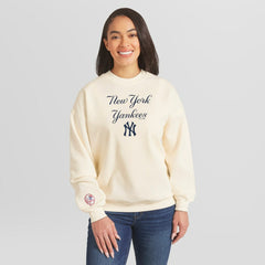 New York Yankees WEAR by Erin Andrews Women's Heavyweight Crew Neck Sweatshirt - Cream Sweatshirts