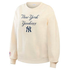New York Yankees WEAR by Erin Andrews Women's Heavyweight Crew Neck Sweatshirt - Cream Sweatshirts