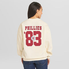 Philadelphia Phillies WEAR by Erin Andrews Women's Heavyweight Crew Neck Sweatshirt - Cream Sweatshirts