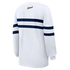 Detroit Tigers WEAR by Erin Andrews Women's Oversized Long Sleeve Striped T-Shirt - White T-shirts
