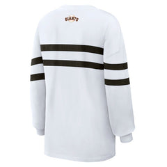 San Francisco Giants WEAR by Erin Andrews Women's Oversized Long Sleeve Striped T-Shirt - White T-shirts