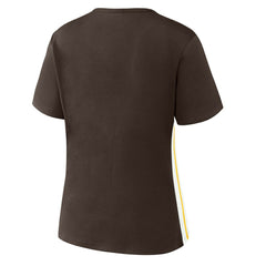 San Diego Padres WEAR by Erin Andrews Women's Notch Neck Cropped T-Shirt - Brown T-shirts