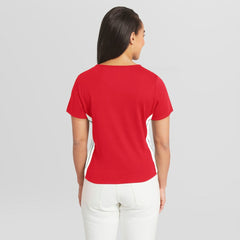 Philadelphia Phillies WEAR by Erin Andrews Women's Notch Neck Cropped T-Shirt - Red T-shirts