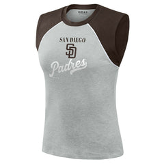 San Diego Padres WEAR by Erin Andrews Women's Cropped Raglan Tank Top - Heather Gray Tanks