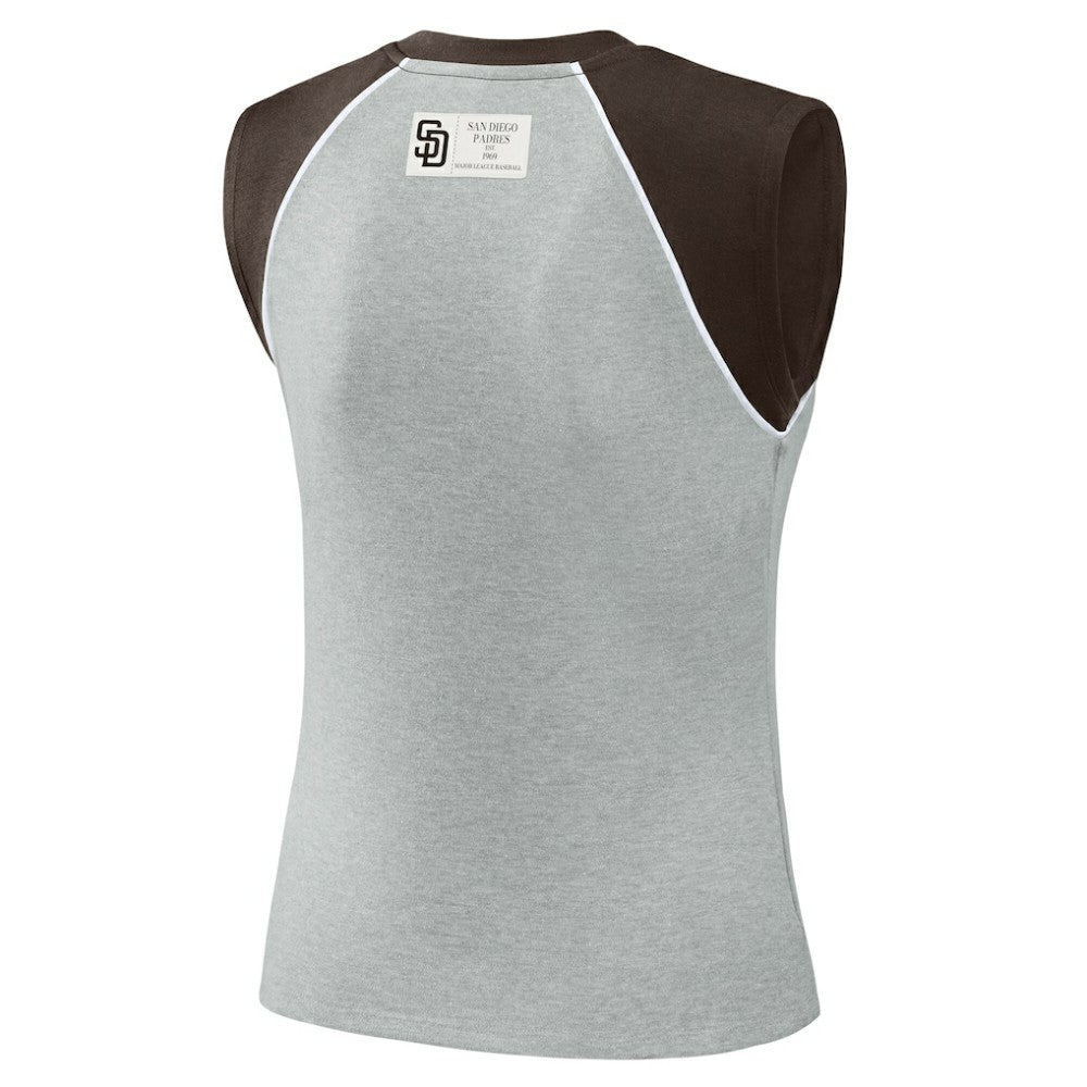 San Diego Padres WEAR by Erin Andrews Women's Cropped Raglan Tank Top - Heather Gray Tanks