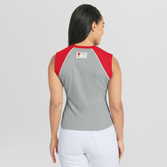 Philadelphia Phillies WEAR by Erin Andrews Women's Cropped Raglan Tank Top - Heather Gray Tanks
