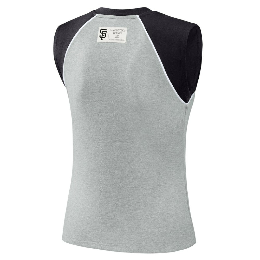 San Francisco Giants WEAR by Erin Andrews Women's Cropped Raglan Tank Top - Heather Gray Tanks