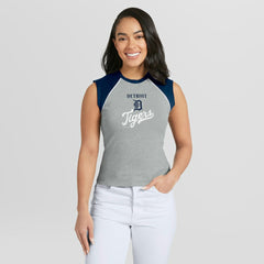 Detroit Tigers WEAR by Erin Andrews Women's Cropped Raglan Tank Top - Heather Gray Tanks