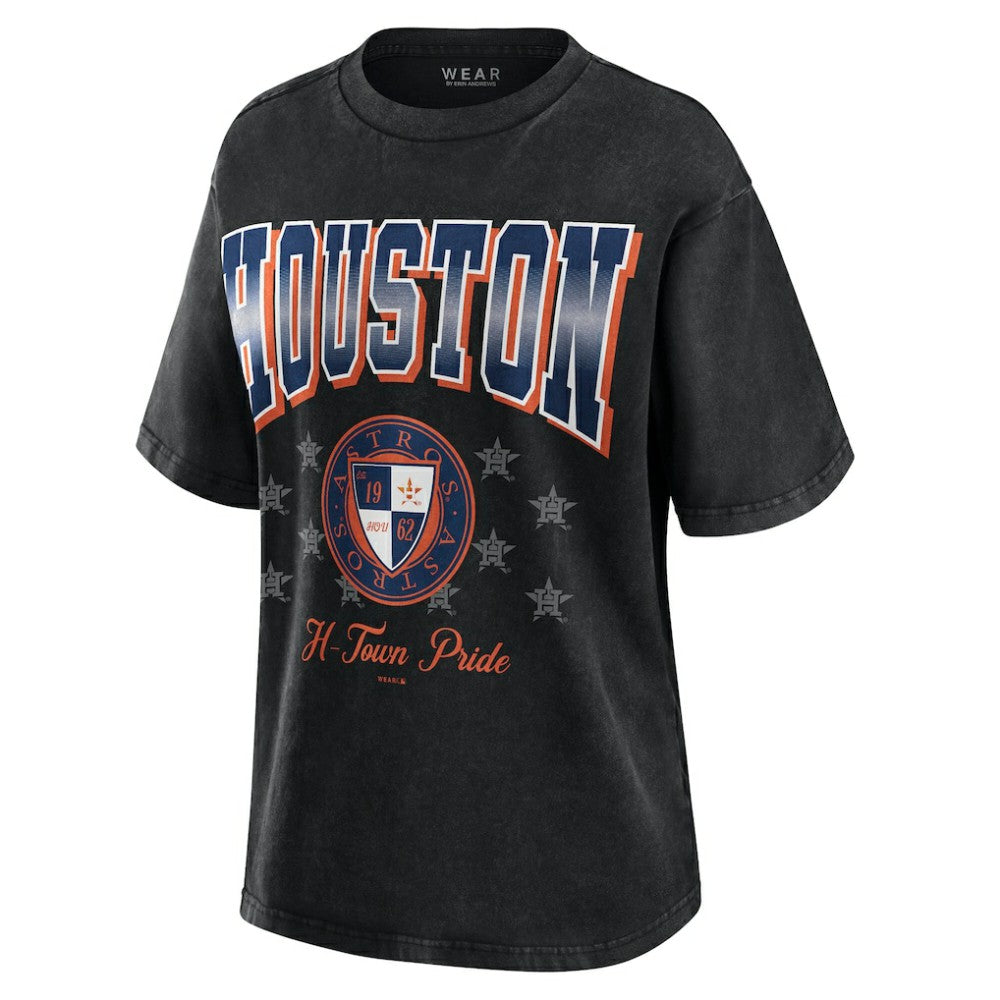 Houston Astros WEAR by Erin Andrews Women's Oversized Boyfriend T-Shirt - Black T-shirts
