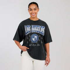 Los Angeles Dodgers WEAR by Erin Andrews Women's Oversized Boyfriend T-Shirt - Black T-shirts