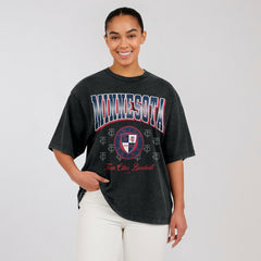 Minnesota Twins WEAR by Erin Andrews Women's Oversized Boyfriend T-Shirt - Black T-shirts