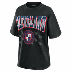 Cleveland Guardians WEAR by Erin Andrews Women's Oversized Boyfriend T-Shirt - Black T-shirts