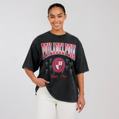 Philadelphia Phillies WEAR by Erin Andrews Women's Oversized Boyfriend T-Shirt - Black T-shirts