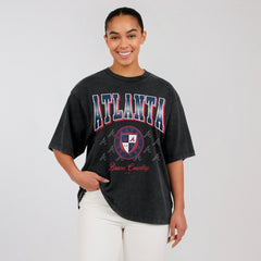 Atlanta Braves WEAR by Erin Andrews Women's Oversized Boyfriend T-Shirt - Black T-shirts