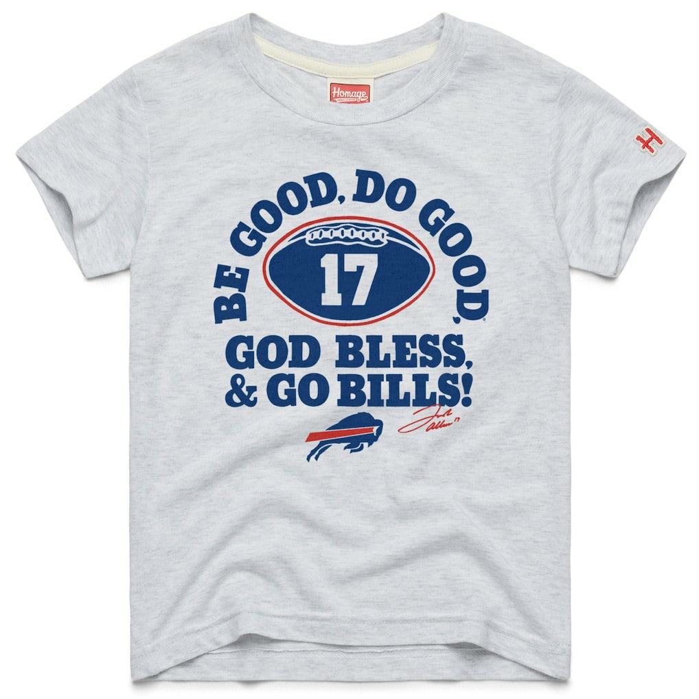 Josh Allen Buffalo Bills Homage Youth Be Good Do Good Signature Tri-Blend T-Shirt Gray