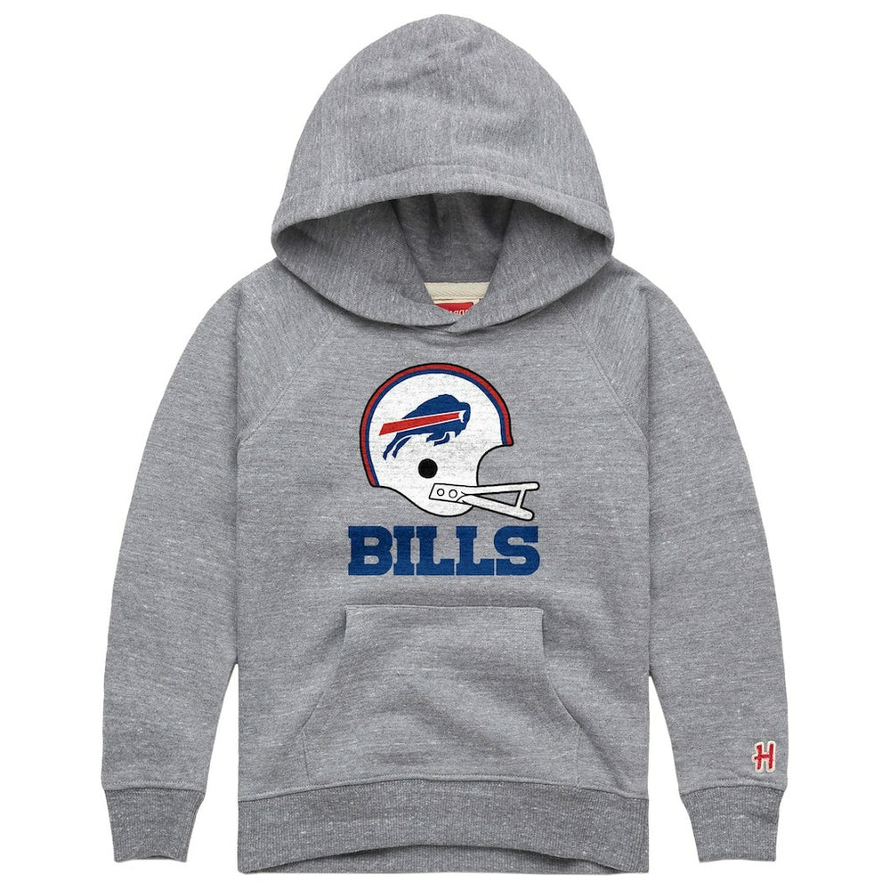 Buffalo Bills Homage Youth Big Helmet Tri-Blend Hoodie Gray