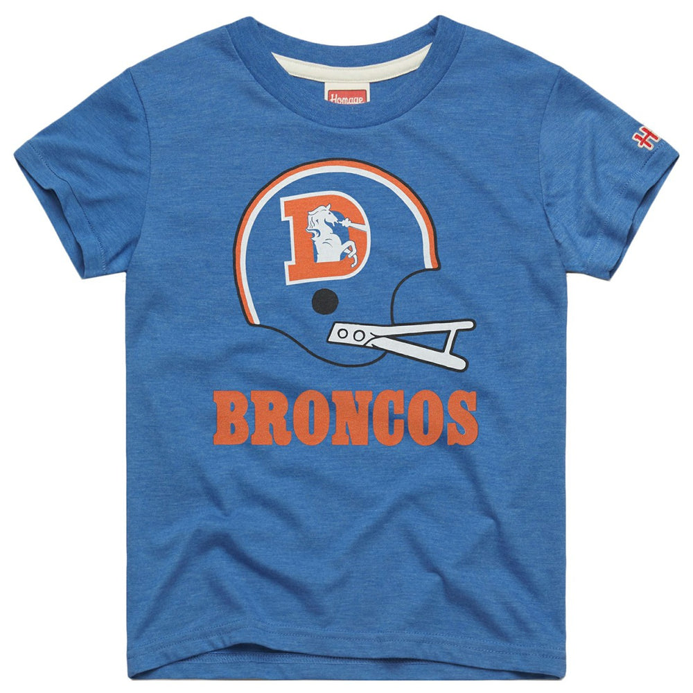 Denver Broncos Homage Youth Big Helmet Tri-Blend T-Shirt Royal