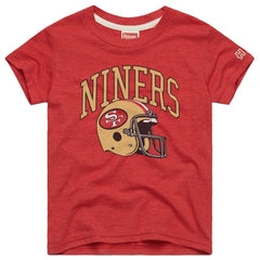 San Francisco 49ers Homage Youth Helmet Retro Tri-Blend T-Shirt Scarlet