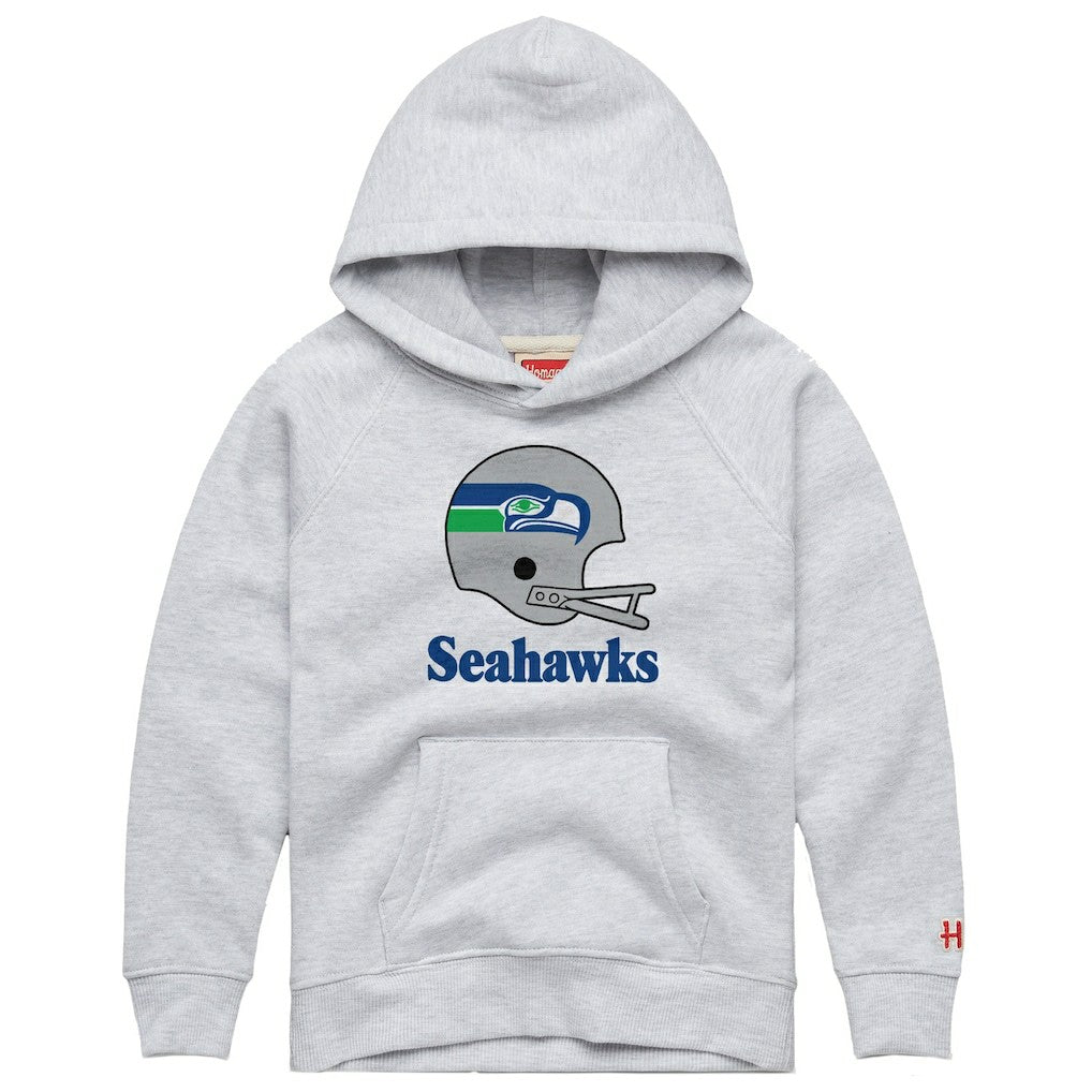 Seattle Seahawks Homage Youth Big Helmet Tri-Blend Hoodie Gray