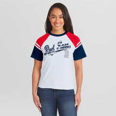 Boston Red Sox WEAR by Erin Andrews Women's Striped Raglan T-Shirt - White T-shirts