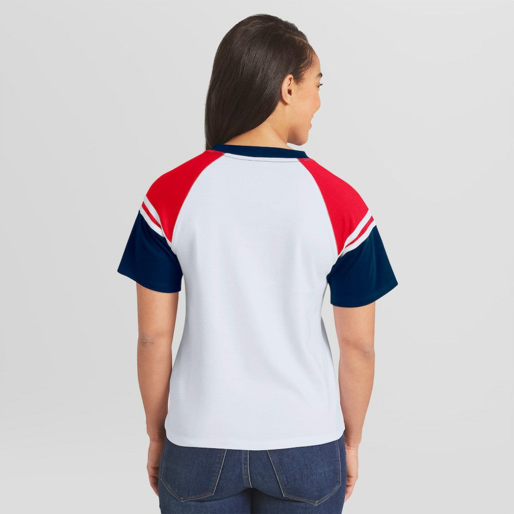 Boston Red Sox WEAR by Erin Andrews Women's Striped Raglan T-Shirt - White T-shirts