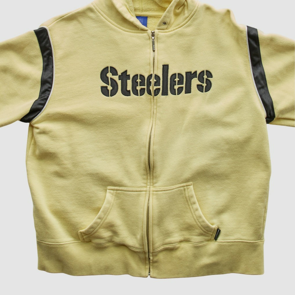 Pittsburgh Steelers Reebok 2000s Hooded Full Zip Sweatshirt Yellow Vintage