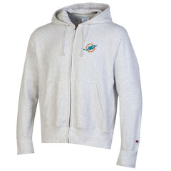 Miami Dolphins Champion Reverse Weave Full-Zip Hoodie Gray