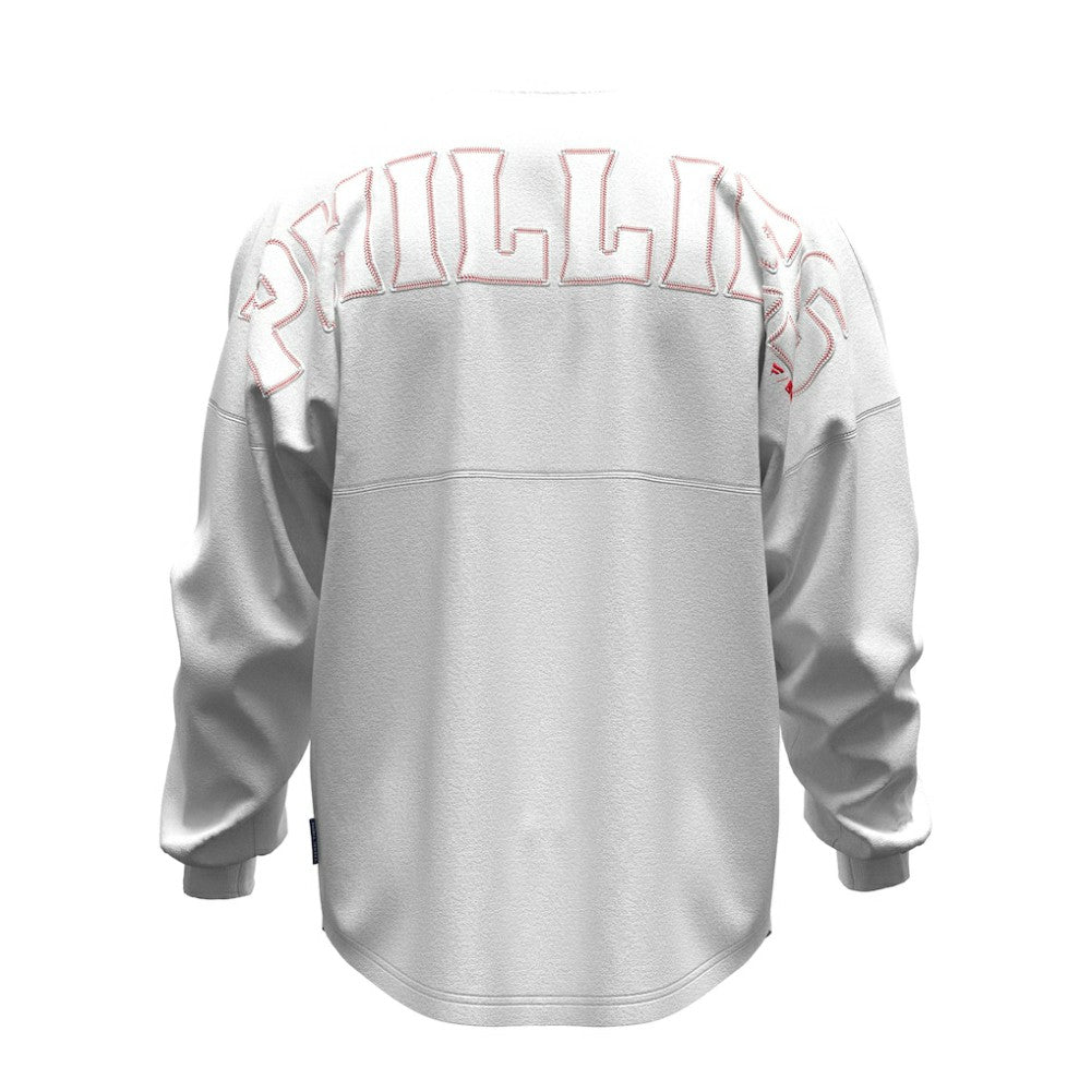Philadelphia Phillies Fanatics Women's Baseball Stitch Spirit Jersey Long Sleeve T-Shirt - White Jerseys