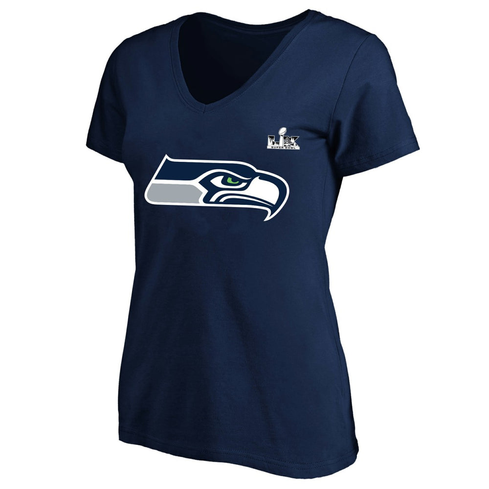 Jaxon Smith-Njigba Seattle Seahawks Women's Super Bowl LX Patch Plus Size Name & Number V-Neck T-Shirt College Navy