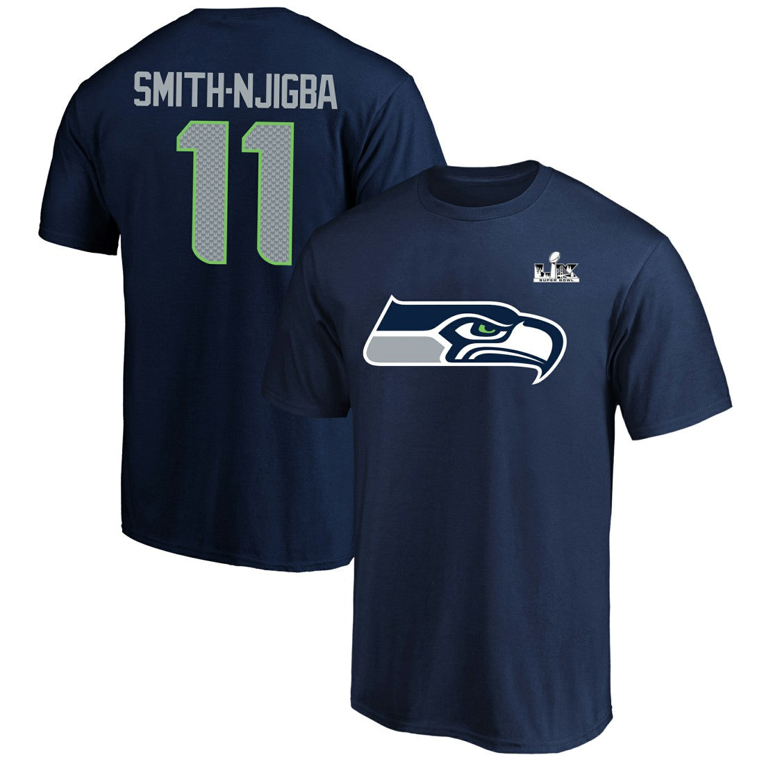 Jaxon Smith-Njigba Seattle Seahawks Super Bowl LX Patch Big & Tall Name & Number T-Shirt College Navy